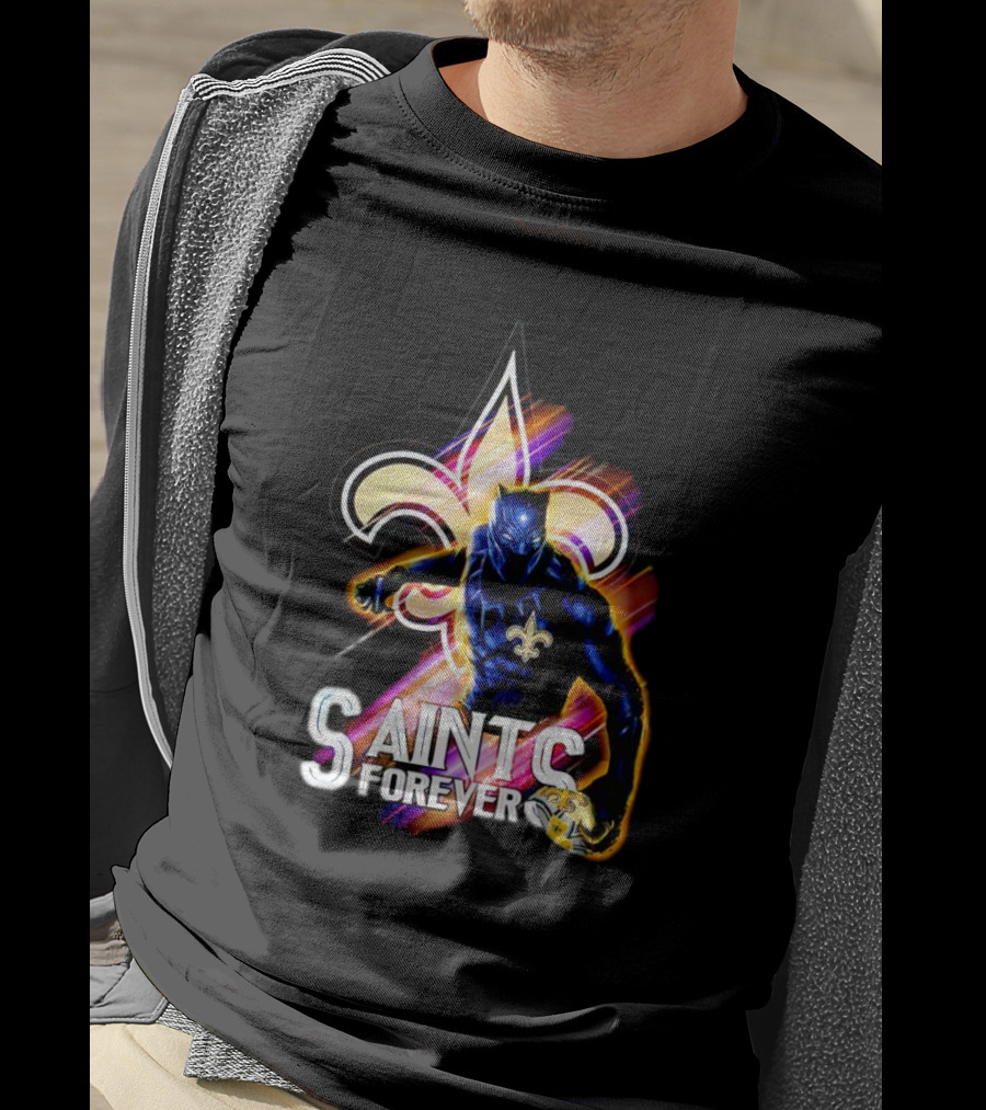 New Orleans Saints Black Panther Saints Forever Fleur De Lis T-Shirt