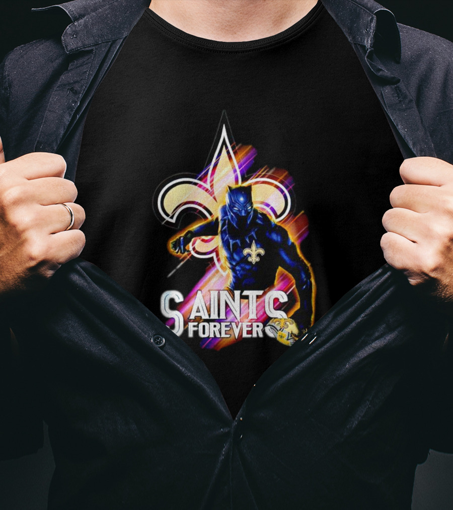 New Orleans Saints Black Panther Saints Forever Fleur De Lis T-Shirt
