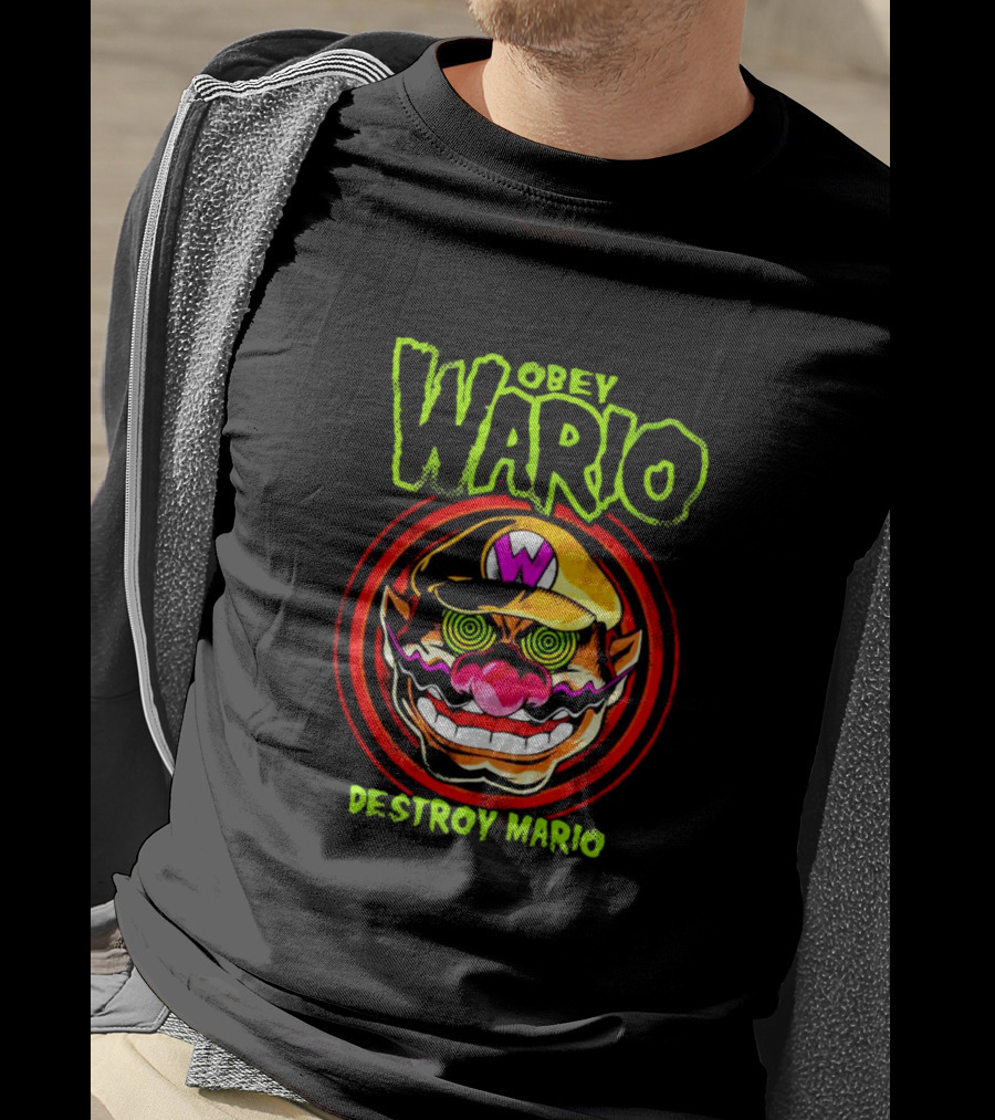 Obey Wario Destroy Mario Retro Gaming T-Shirt