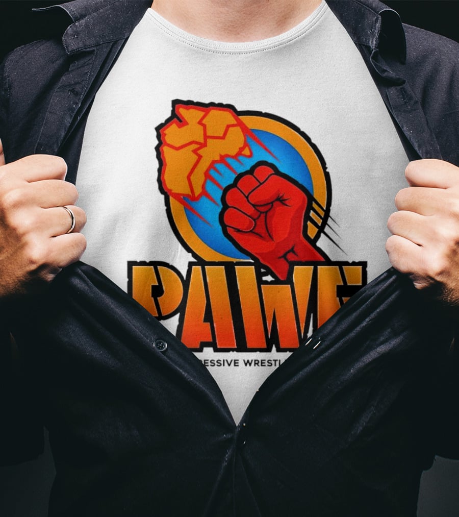 PAWF Passive Aggressive Wrestling Federation Fist Logo With Peace T-Shirt