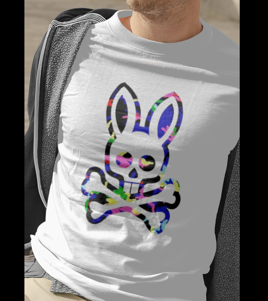 Psycho Bunny Colorful Rabbit Skull Crossbones T-Shirt