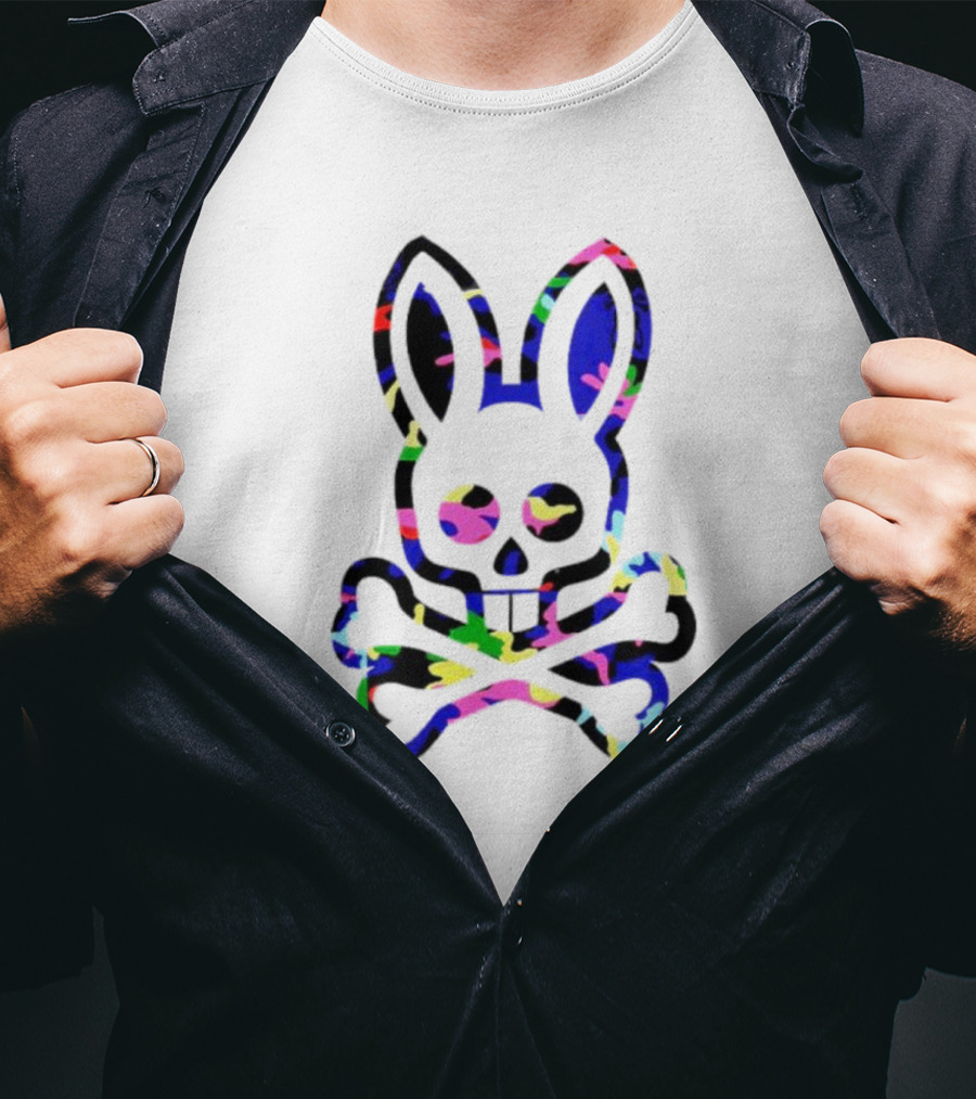 Psycho Bunny Colorful Rabbit Skull Crossbones T-Shirt