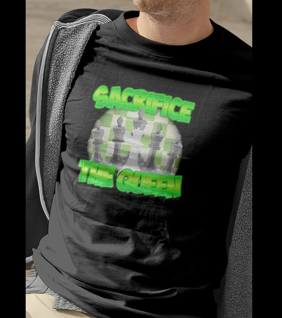 Sacrifice The Queen Chess Strategy Checkered Background T-Shirt
