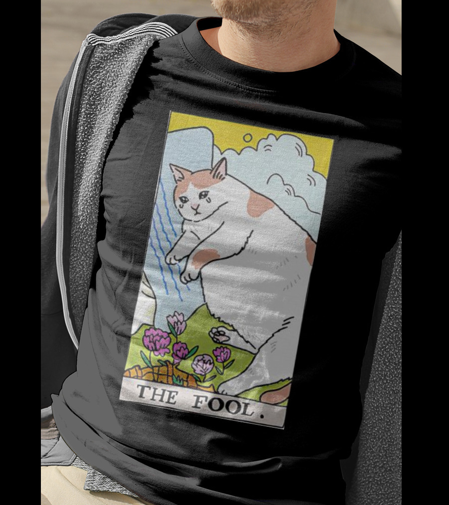 Sad Cat The Fool Tarot Card Cute Feline T-Shirt