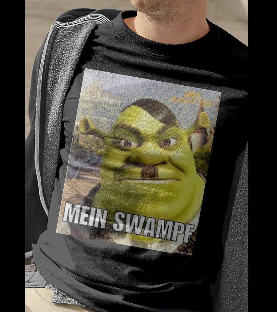 Shrek Mein Swampf Mematic Pixel Art Castle Background T-Shirt