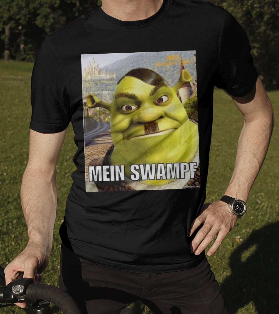 Shrek Mein Swampf Mematic Pixel Art Castle Background T-Shirt