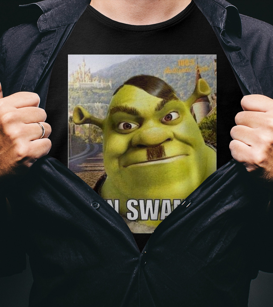 Shrek Mein Swampf Mematic Pixel Art Castle Background T-Shirt