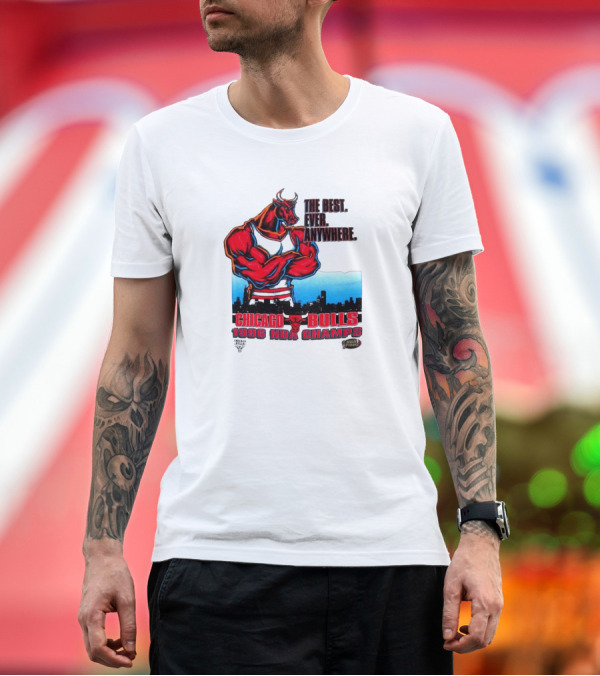 Premium T-Shirt: Chicago Bulls 1996 NBA Champs The Best Ever Anywhere Bulls United Center Skyline T-Shirt Chicago Bulls 1996 NBA Champs The Best Ever Anywhere Bulls United Center Skyline T-Shirt