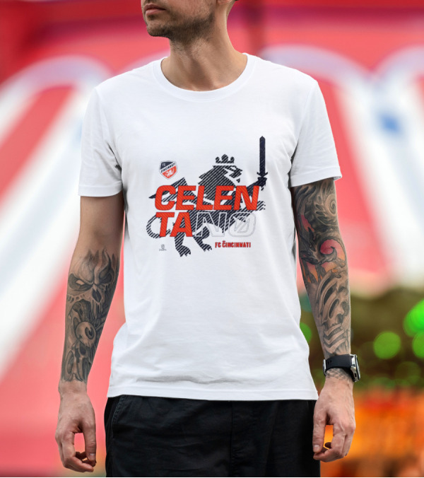 Premium T-Shirt: Celentano FC Cincinnati Lion Shield T-Shirt Celentano FC Cincinnati Lion Shield T-Shirt