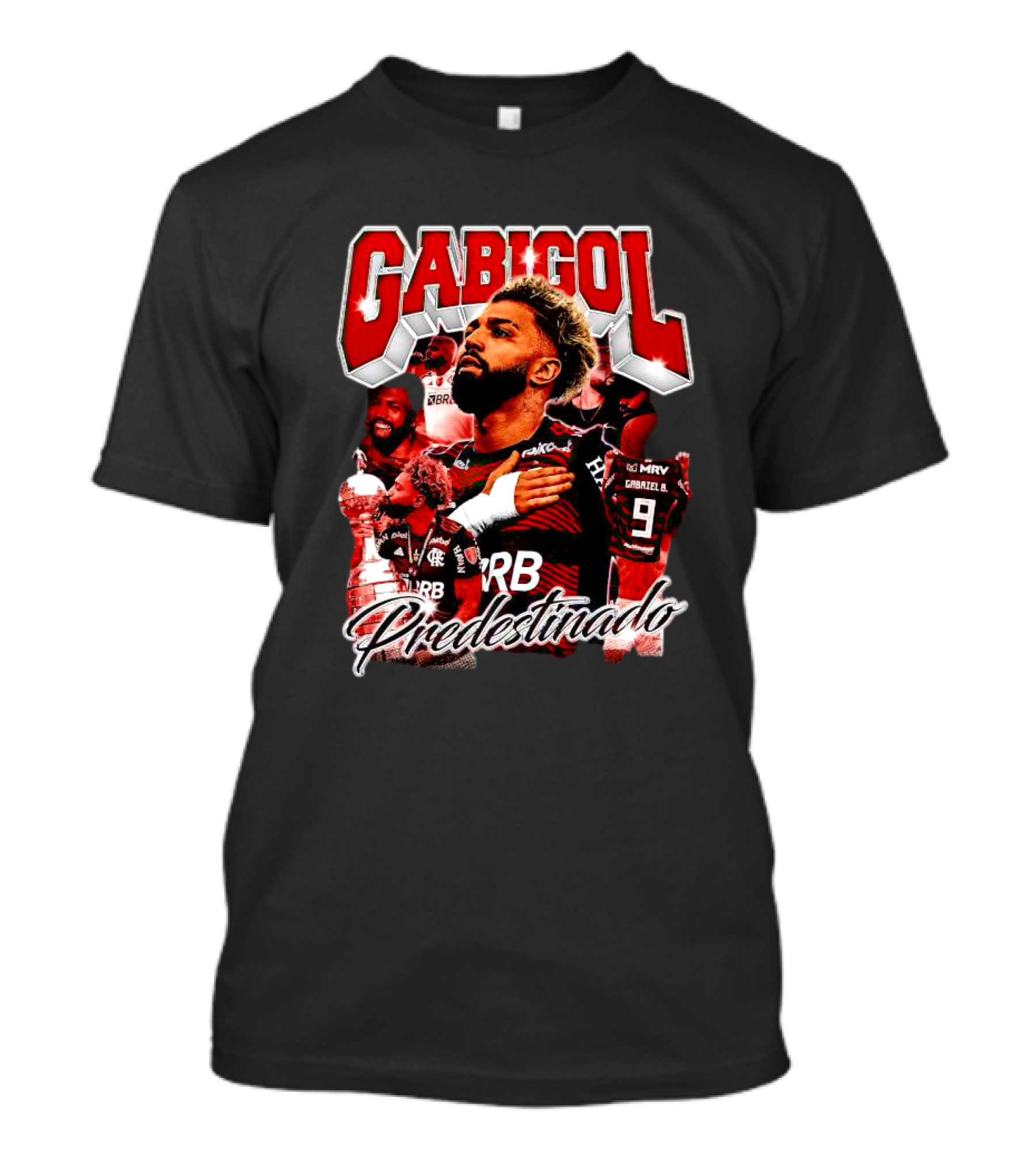 Gabigol Predestinado Flamengo Trophy Celebration Collage T-Shirt