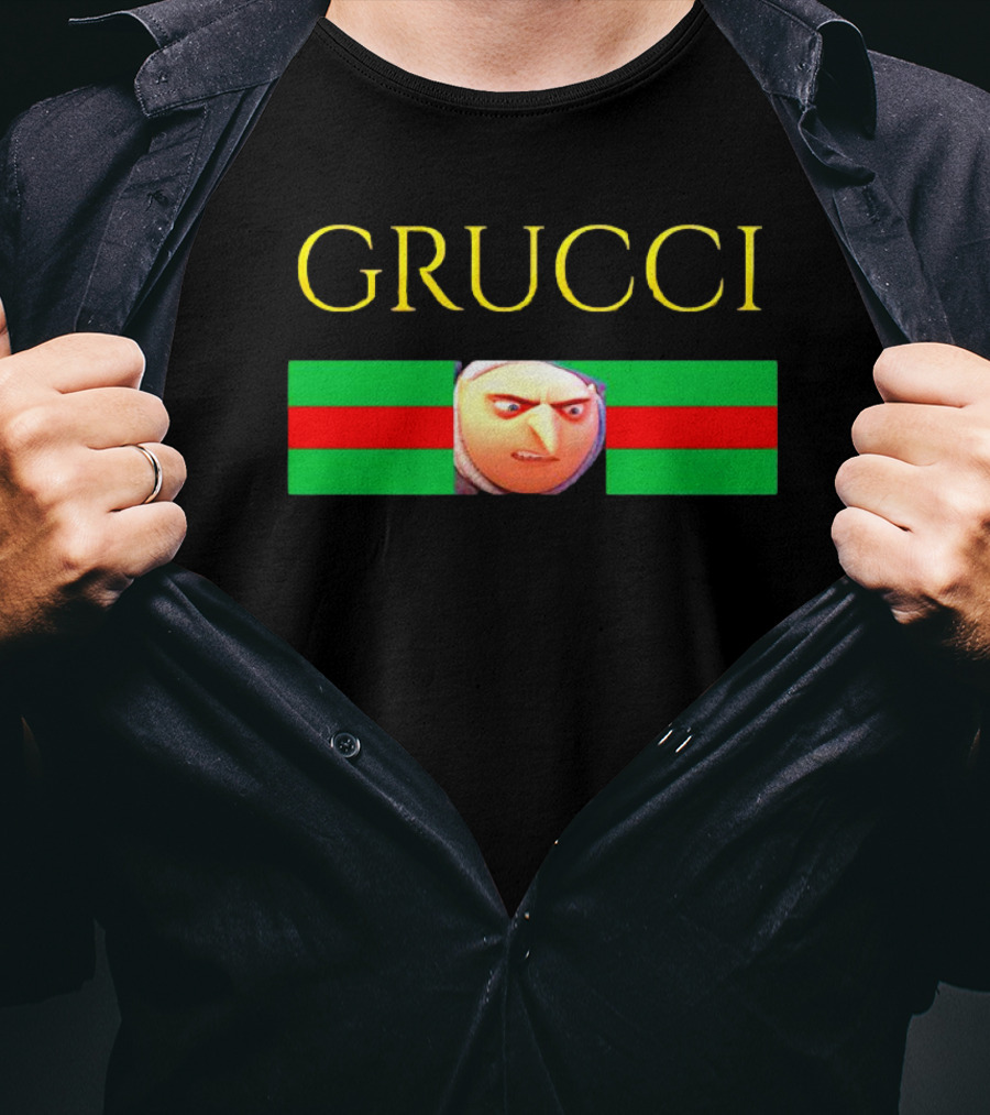 Grucci Meme Essential Minions Gru Face Red Green Stripe T-Shirt