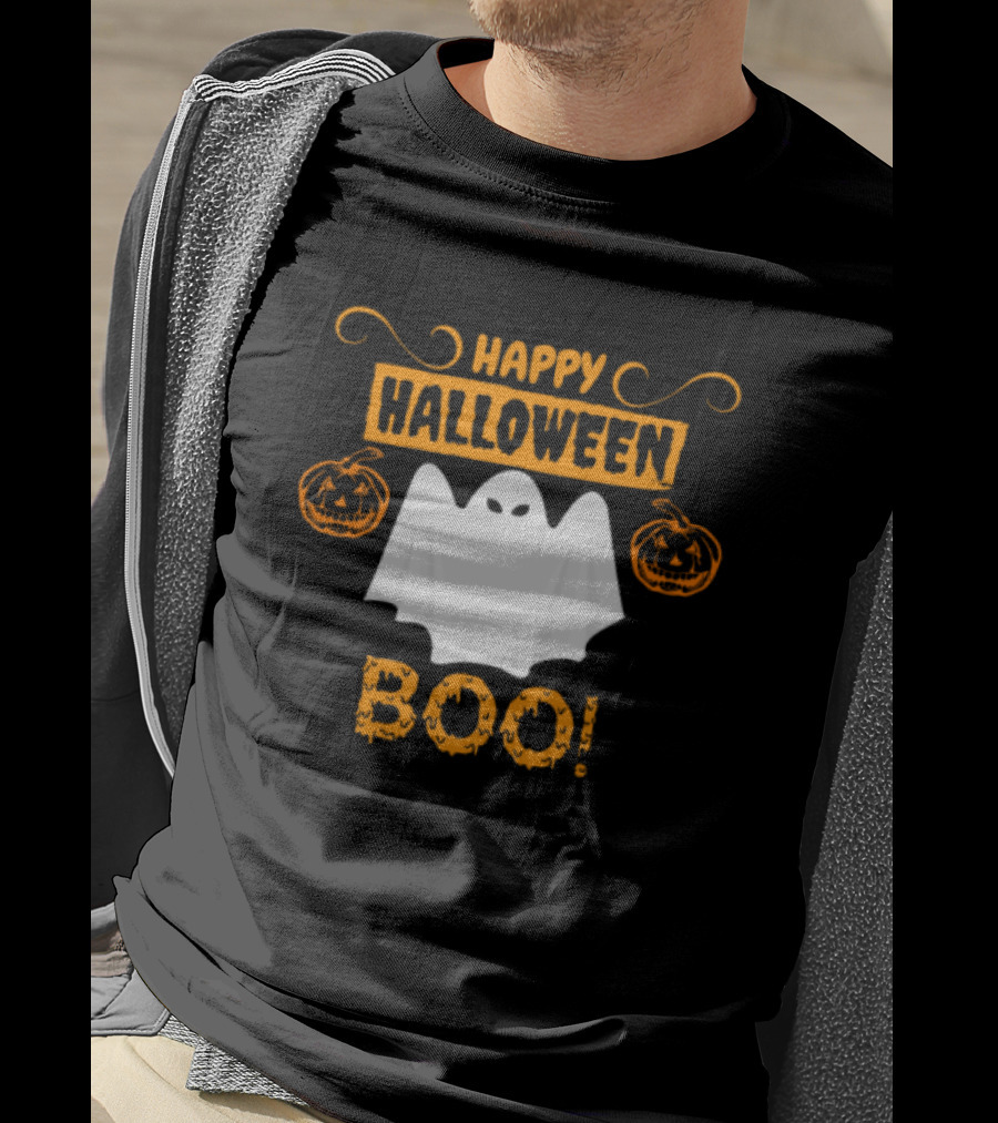 Happy Halloween Boo Ghost And Pumpkins Fun T-Shirt