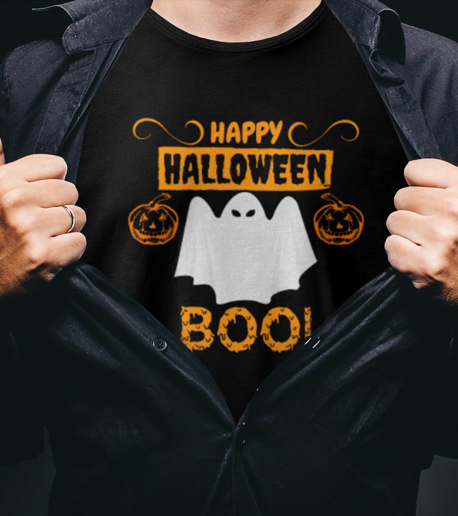 Happy Halloween Boo Ghost And Pumpkins Fun T-Shirt