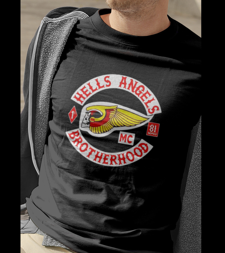 Hells Angels Brotherhood MC Skull Wing 81 Nomad 1% T-Shirt