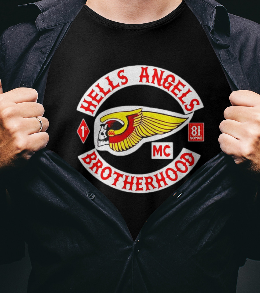 Hells Angels Brotherhood MC Skull Wing 81 Nomad 1% T-Shirt