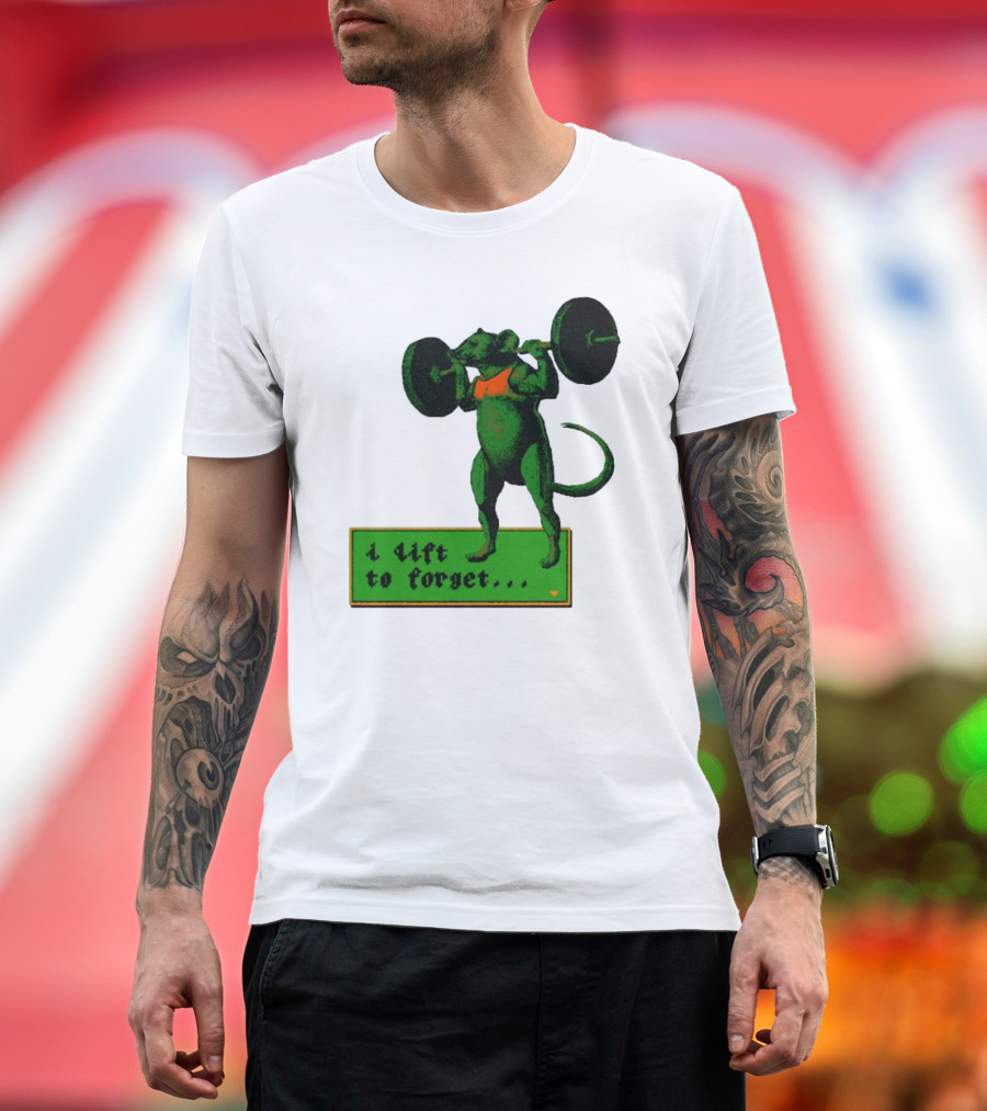 I Lift to Forget Green Rat Weightlifting噜噜 T-Shirt