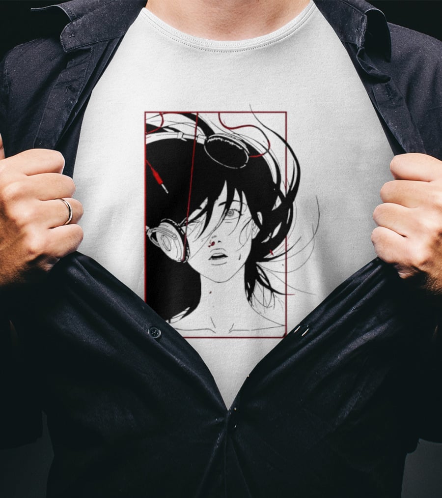 Mass Of Fermenting Dregs Headphones Red Lines Anime T-Shirt