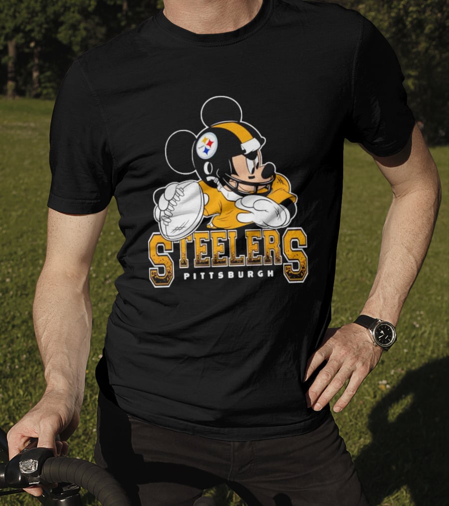 Pittsburgh Steelers Mickey Mouse NFL Football Quarterback T-Shirt