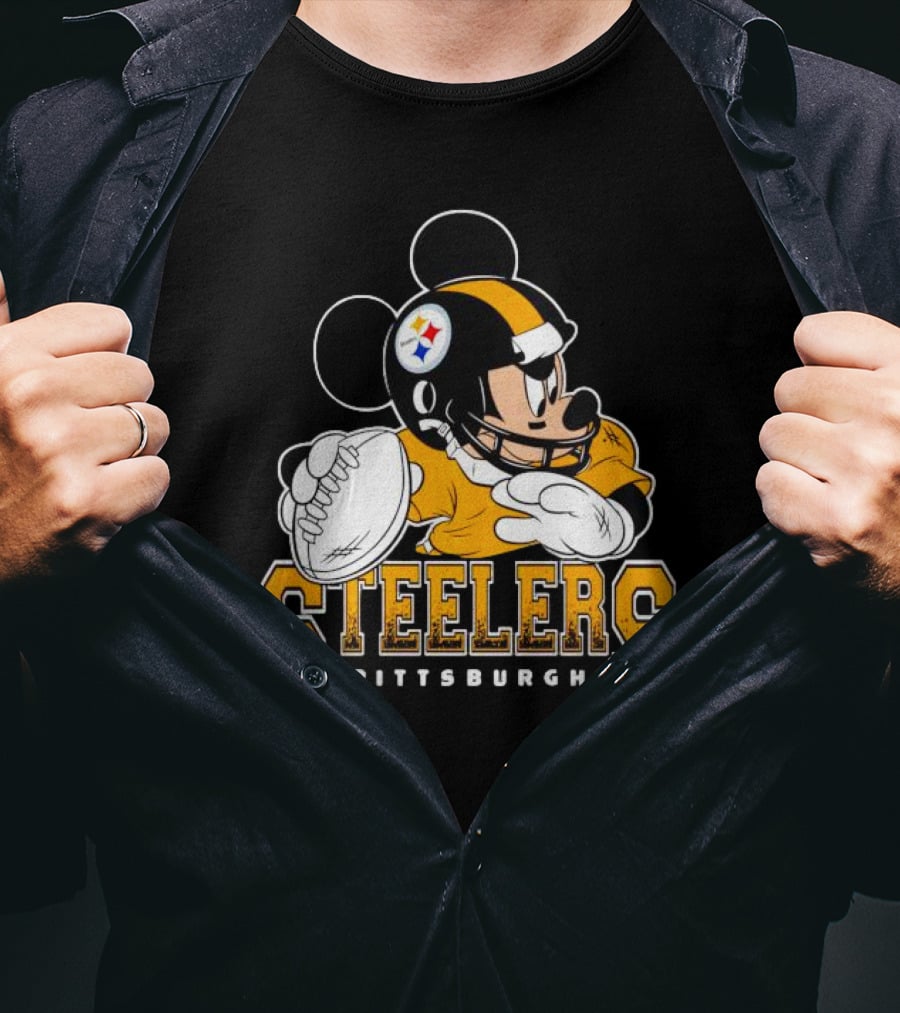 Pittsburgh Steelers Mickey Mouse NFL Football Quarterback T-Shirt