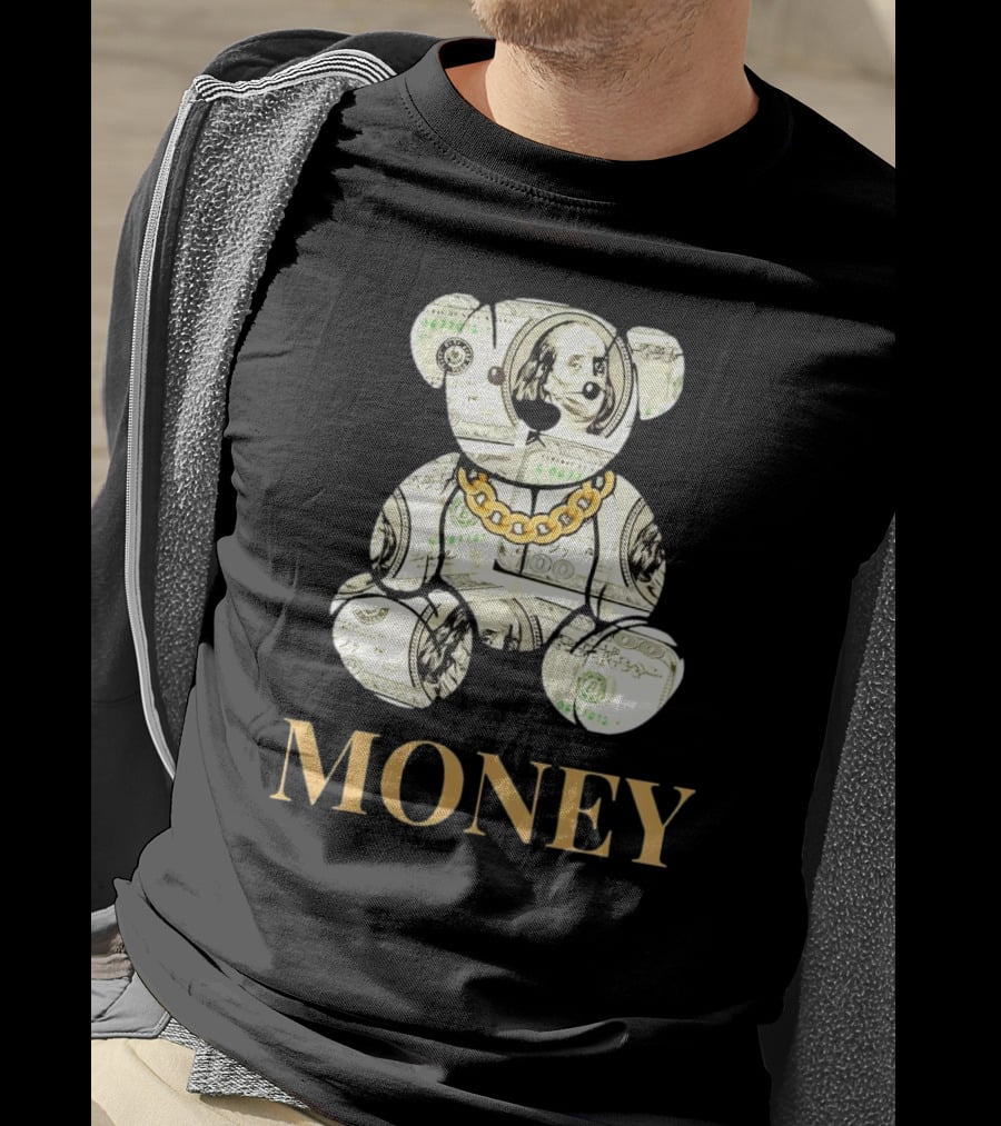 Money Dollar Bear With Gold Chain T-Shirt