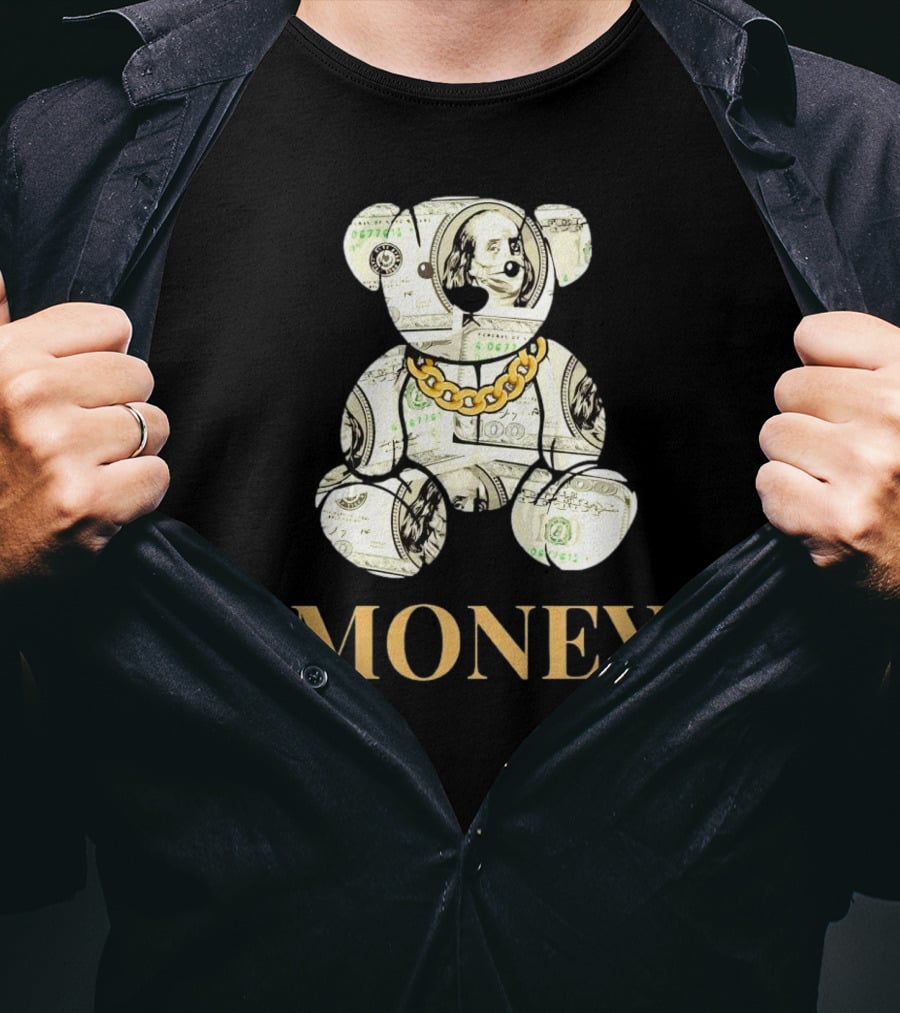 Money Dollar Bear With Gold Chain T-Shirt
