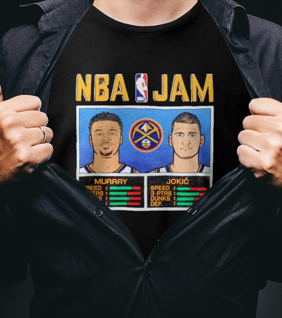 NBA Jam Denver Nuggets Jamal Murray Nikola Jokić Stats T-Shirt