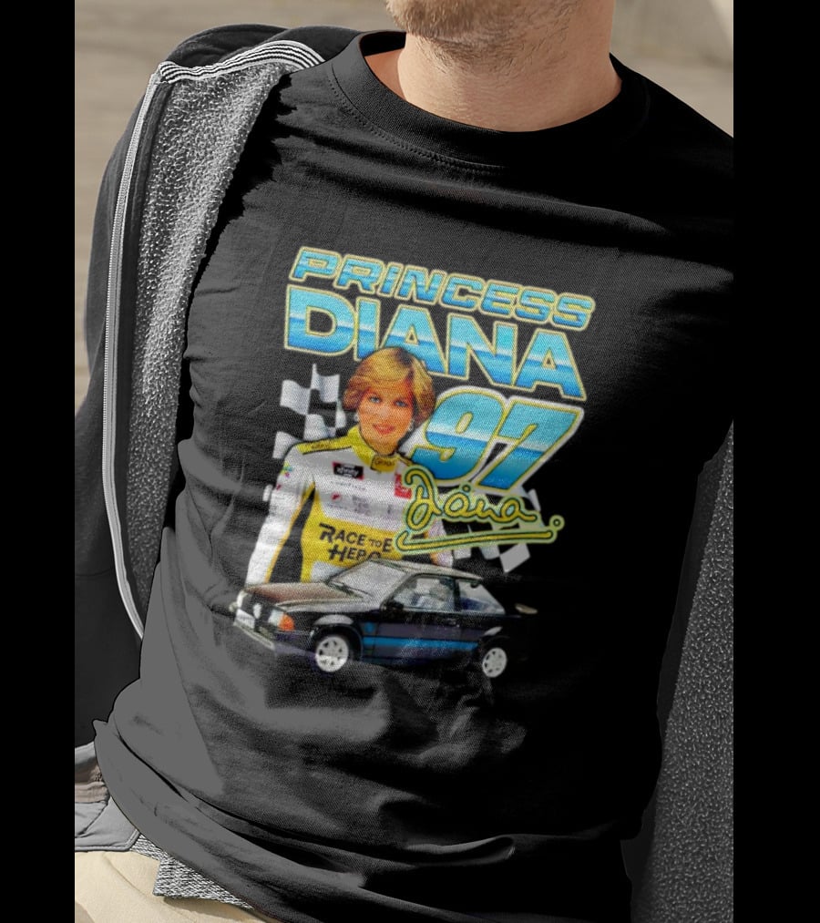 Princess Diana Race To Hero 97 Racing Diana Car Checkered Flags T-Shirt