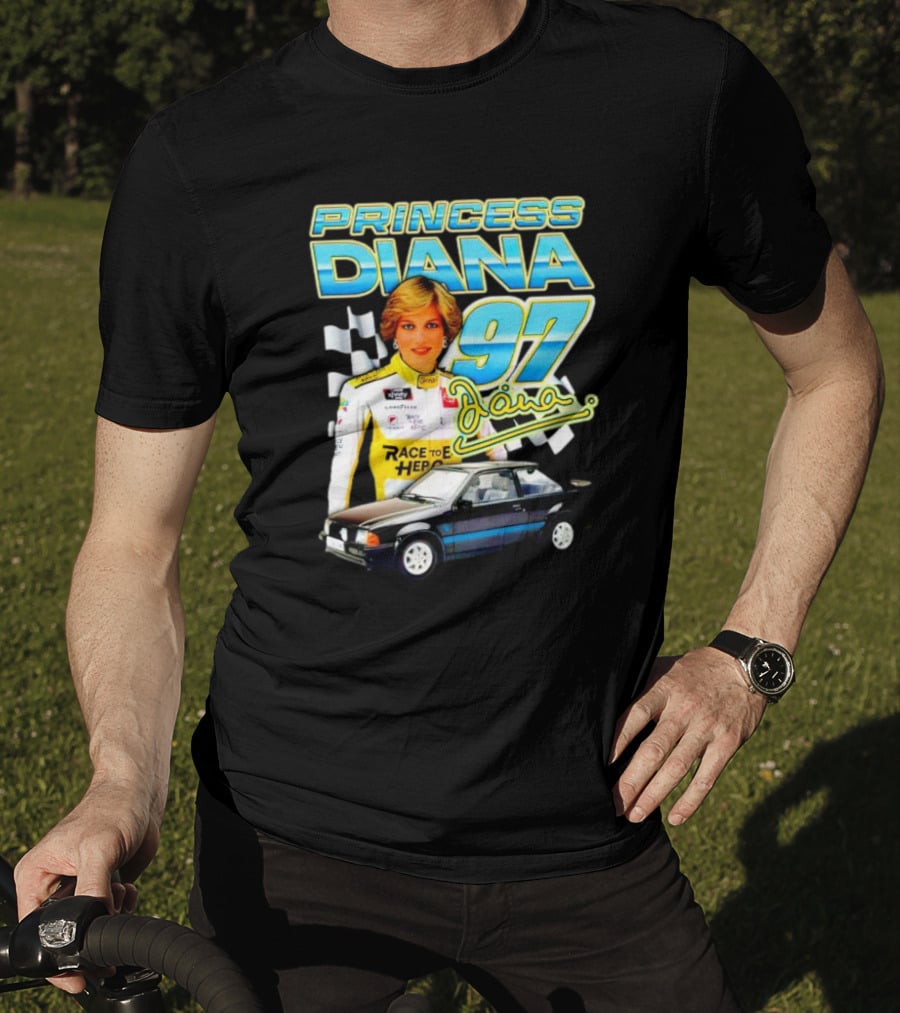Princess Diana Race To Hero 97 Racing Diana Car Checkered Flags T-Shirt