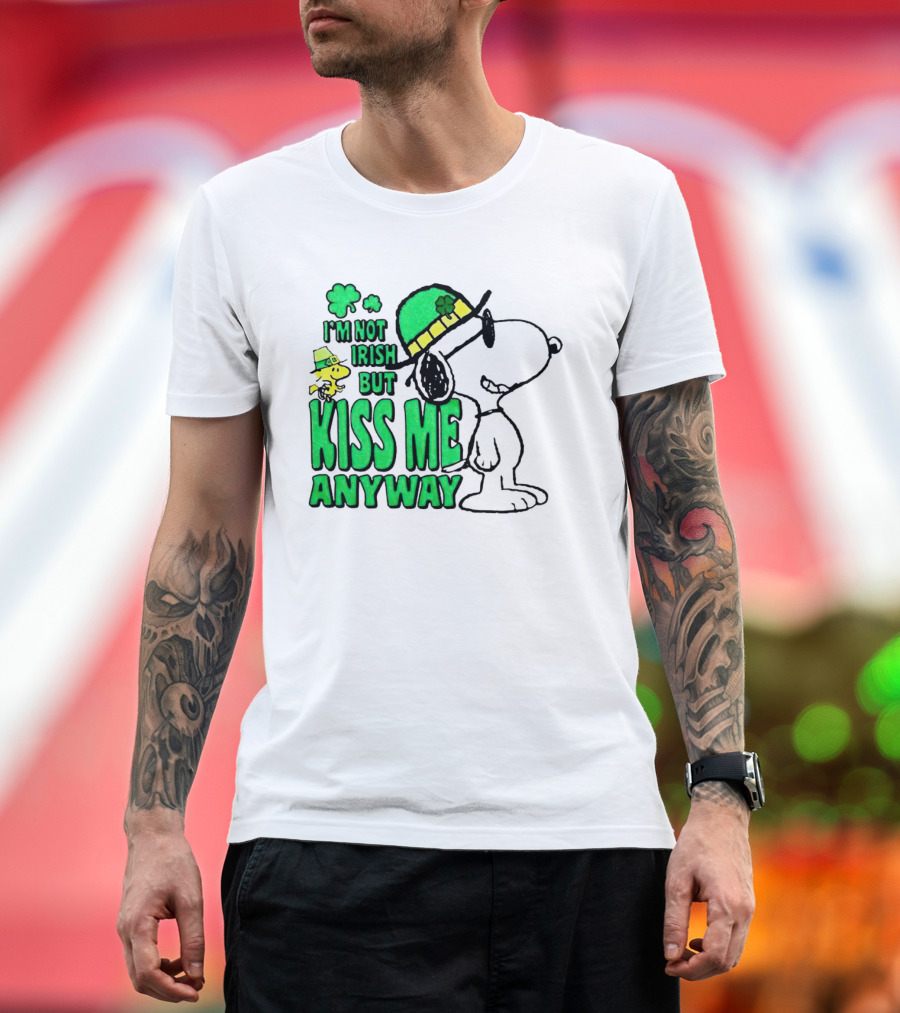 Snoopy Woodstock I'm Not Irish But Kiss Me Anyway St Patrick's Day T-Shirt