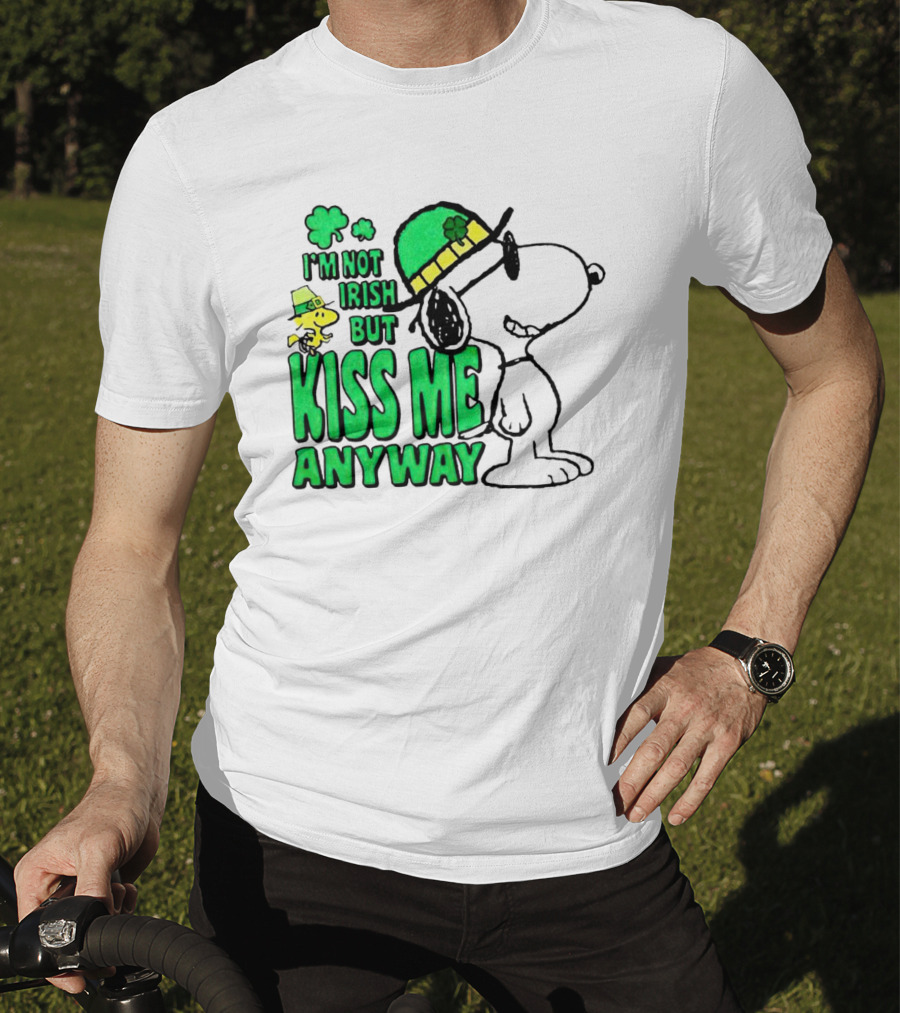 Snoopy Woodstock I'm Not Irish But Kiss Me Anyway St Patrick's Day T-Shirt