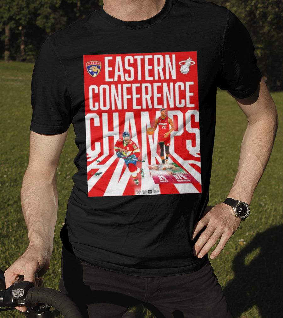 Florida Panthers And Miami Heat Eastern Conference Champs 91 Percent Win Rate T-Shirt