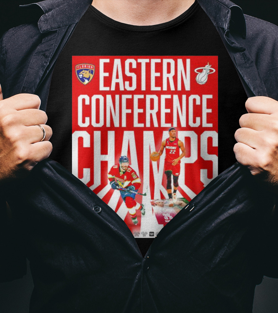 Florida Panthers And Miami Heat Eastern Conference Champs 91 Percent Win Rate T-Shirt
