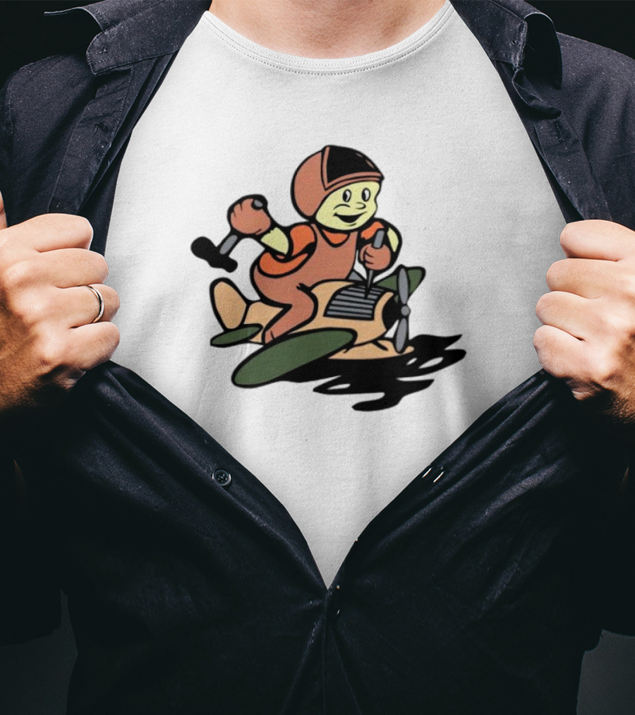 Throw Back Frog Fixonauts Retro Pilot Frog Airplane T-Shirt