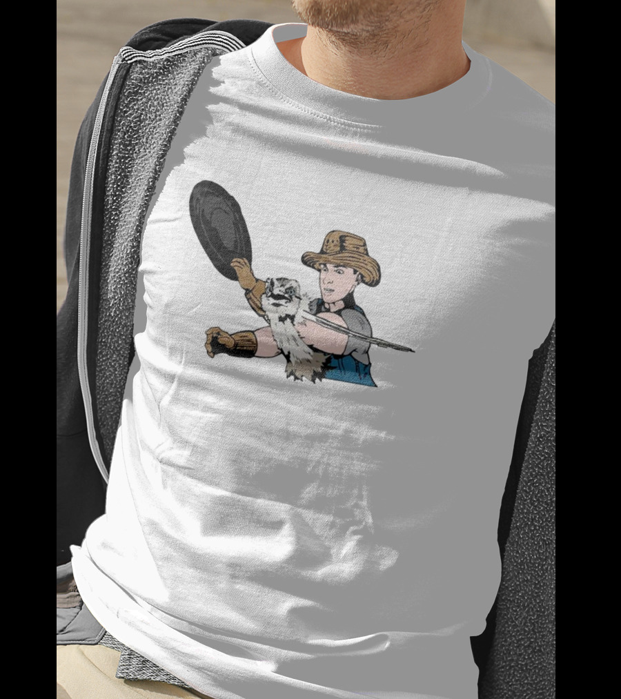 Urban Rescue Ranch Cowboy Kevin Smack With Raccoon Companion T-Shirt