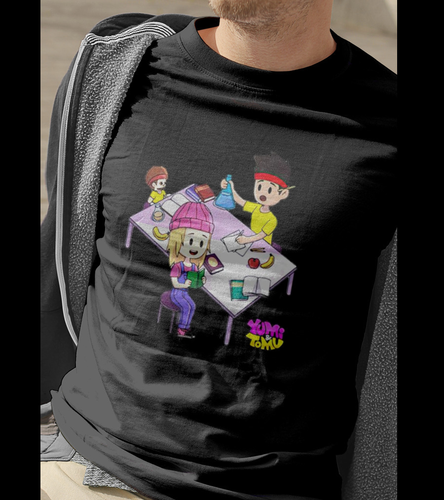 Yumi And Tomu Science And Study Time Cartoon Characters T-Shirt