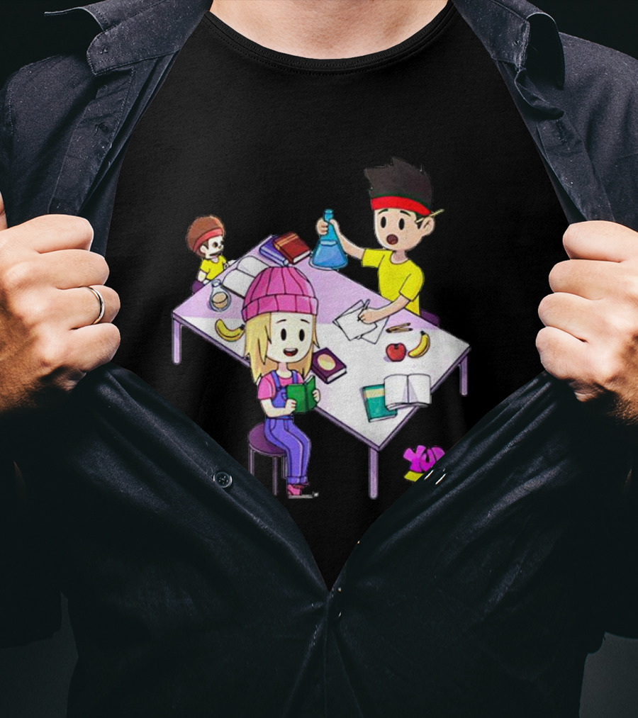 Yumi And Tomu Science And Study Time Cartoon Characters T-Shirt