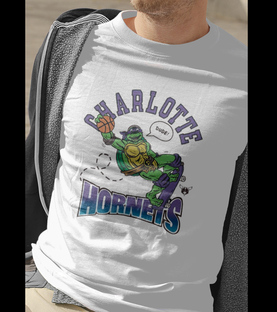 Charlotte Hornets Donatello Basketball Skateboard Dude T-Shirt