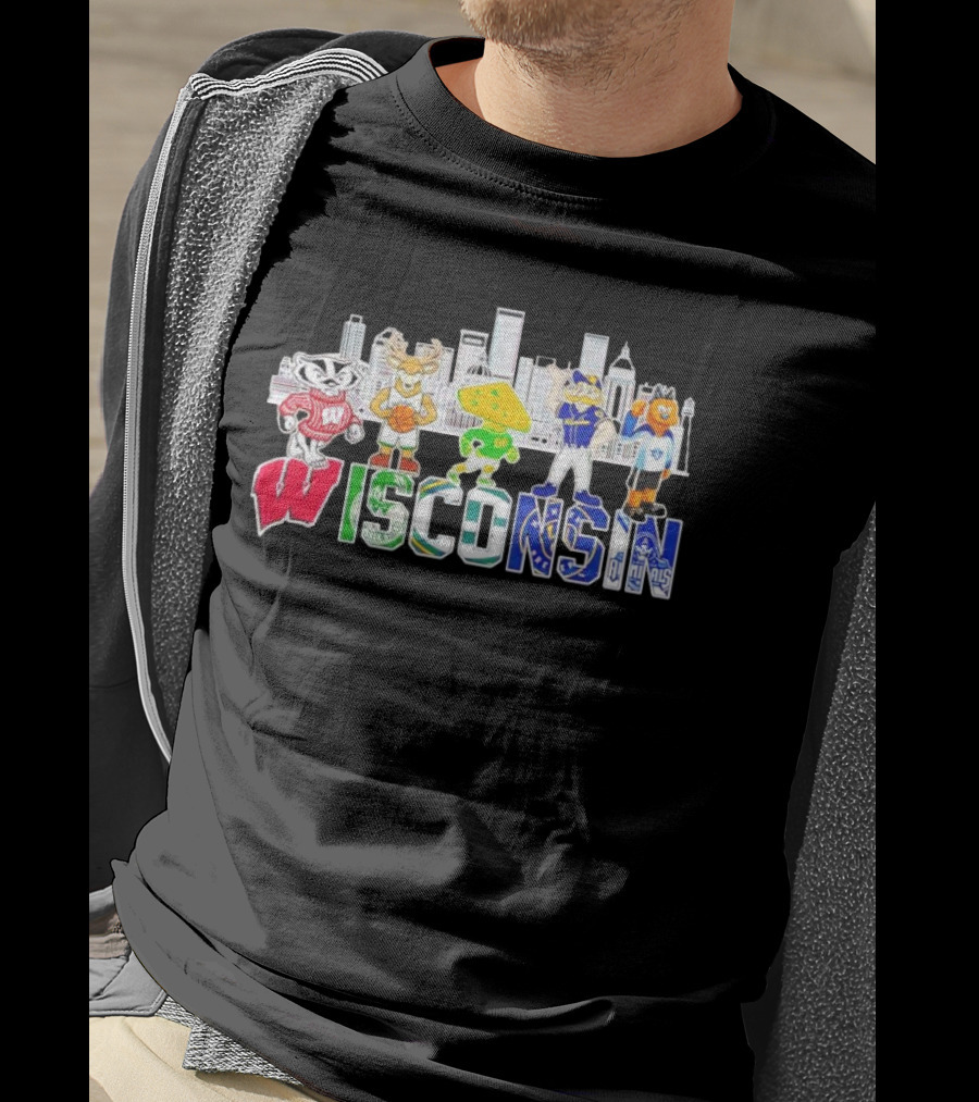 Wisconsin Mascot Skyline City Sports Team All-Stars T-Shirt