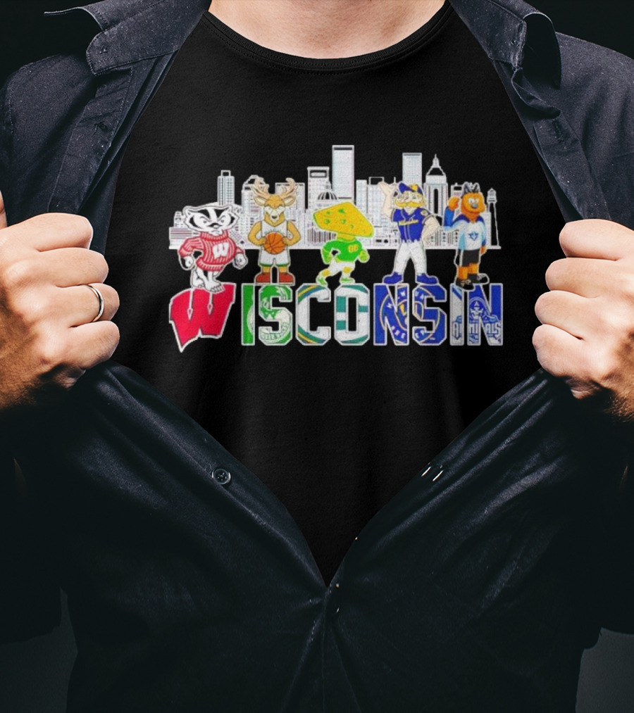 Wisconsin Mascot Skyline City Sports Team All-Stars T-Shirt