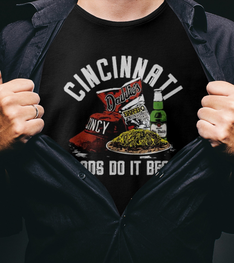 Cincinnati Dads Do It Best Cincy Hat Daddy's Chips And Beer Barbecue Pólok T-Shirt