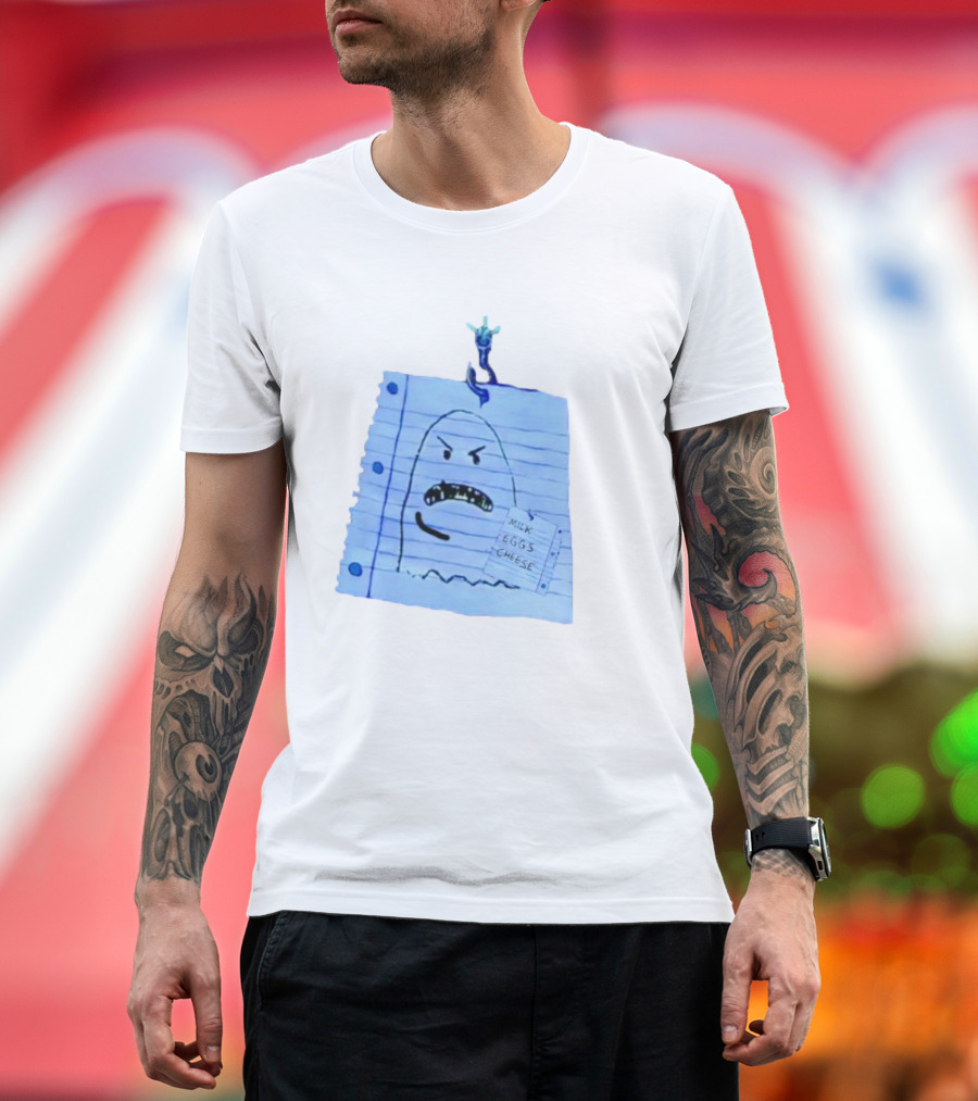 Ghost Holding Milk Eggs Cheese List on Notebook Paper T-Shirt