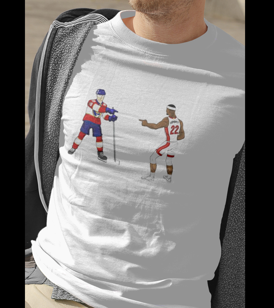 Matthew Tkachuk Number 19 Hockey And Jimmy Butler Number 22 Basketball Players Pointing T-Shirt