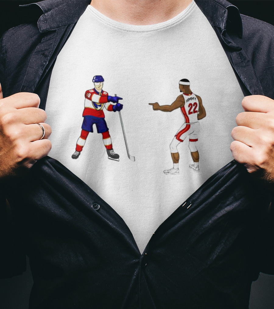 Matthew Tkachuk Number 19 Hockey And Jimmy Butler Number 22 Basketball Players Pointing T-Shirt