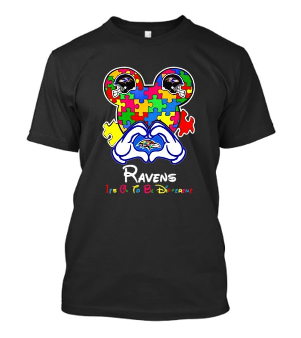 Ravens Autism Love It's Okay To Be Different Baltimore Ravens T-Shirt