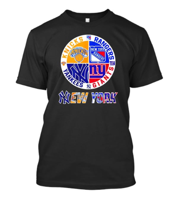 Knicks Rangers Yankees Giants New York Sports Logos Collection T-Shirt