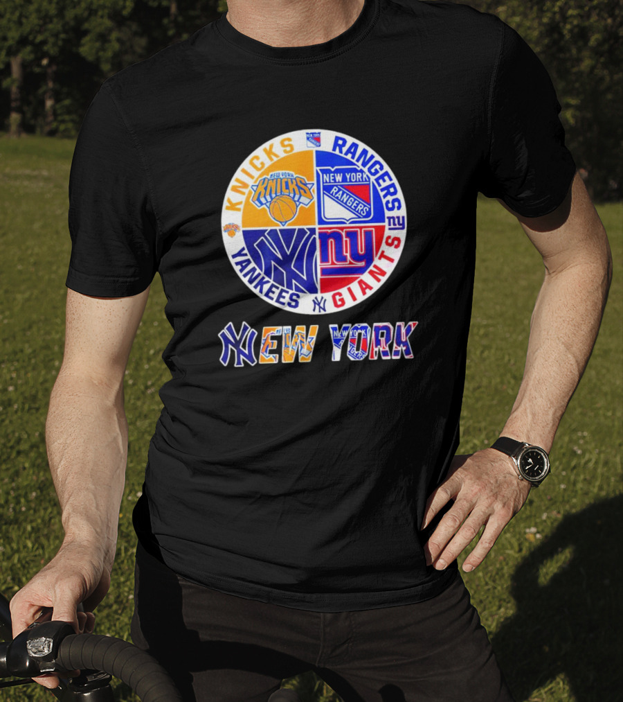 Knicks Rangers Yankees Giants New York Sports Logos Collection T-Shirt