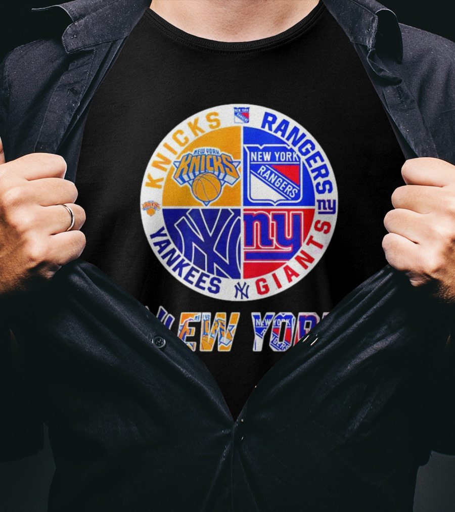 Knicks Rangers Yankees Giants New York Sports Logos Collection T-Shirt