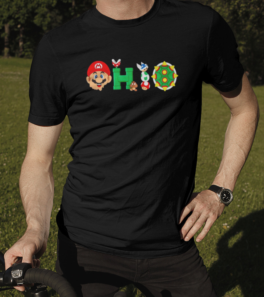 Ohio Super Mario Characters Goomba Bowser Pipe Piranha Plant Spiny Shell T-Shirt