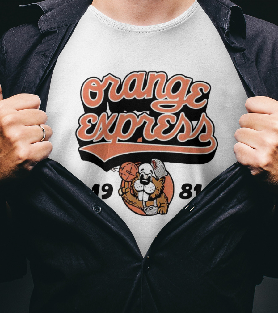 Orange Express 1981 OSU Basketball Beavers Cartoon T-Shirt