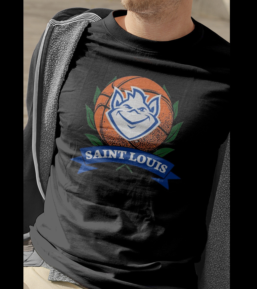 Saint Louis Billikens Basketball Emblem With Iconic Mascot And Orange Basketball T-Shirt